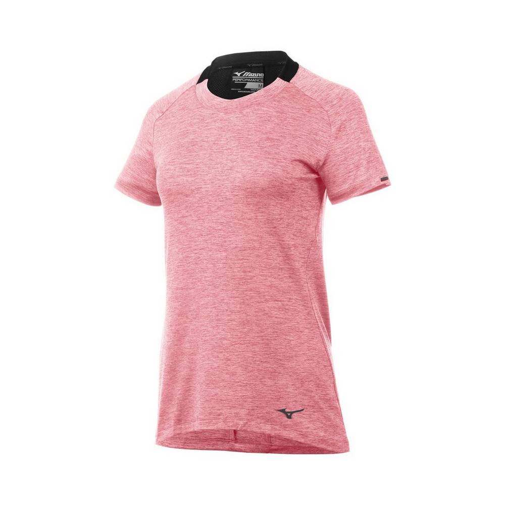 Camiseta Mizuno Alpha Short Sleeve - Mulher - Rosa/Pretas - HLRWN9754